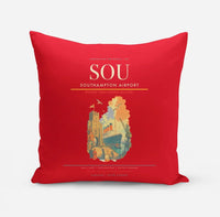 Thumbnail for Southampton Airport (SOU) design on red pillow