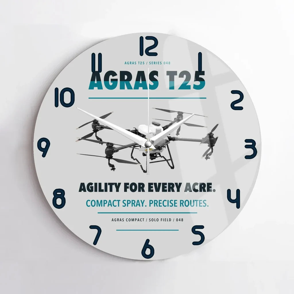 DJI Agras T25 design on light gray no frame wall clock