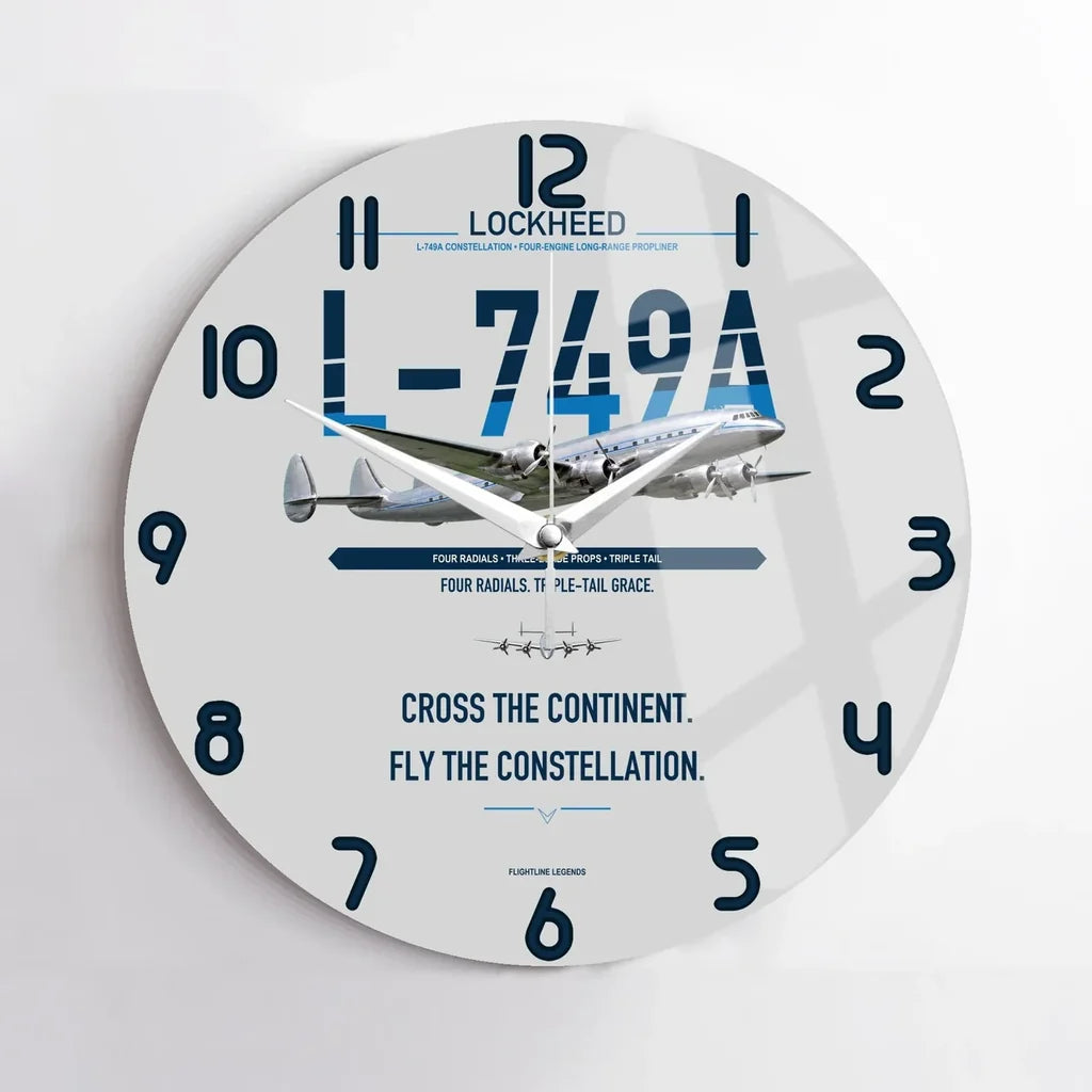 Lockheed L-749A Constellation design on light gray no frame wall clock