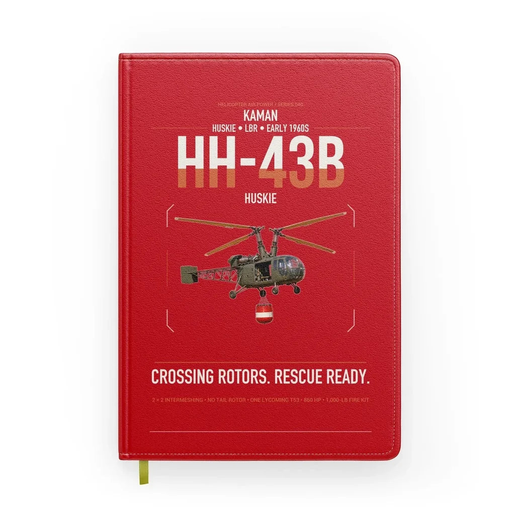 Kaman HH-43B Huskie design on red notebook