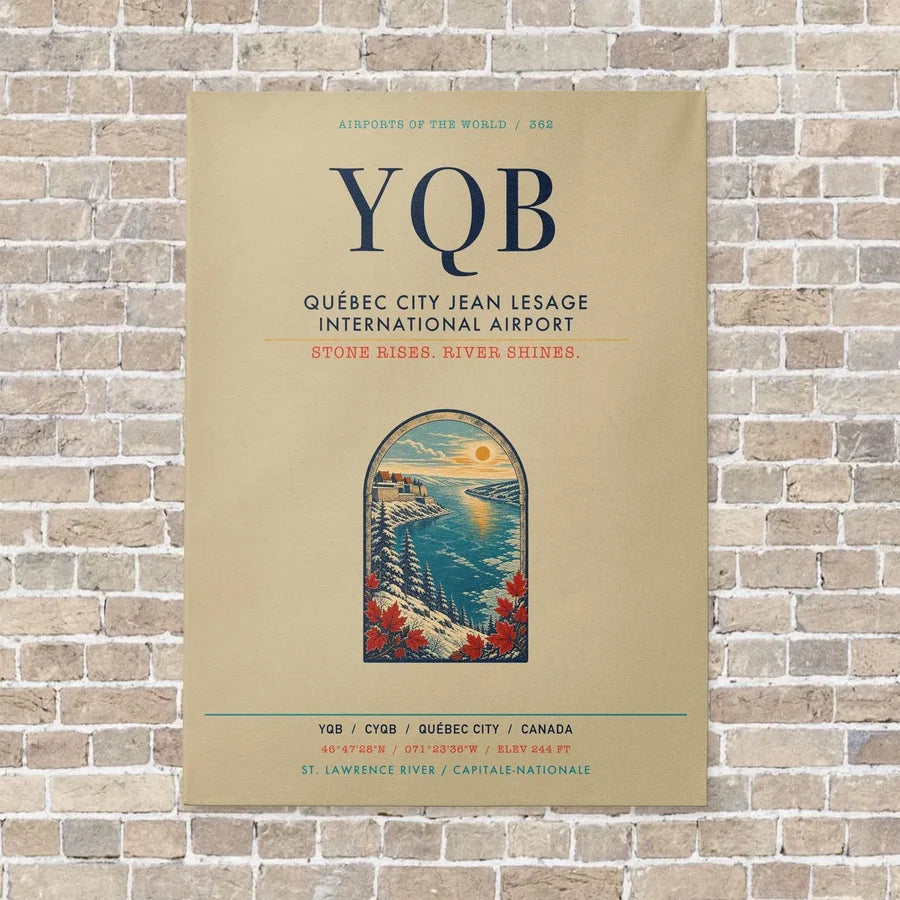 Québec City Jean Lesage International Airport YQB vertical canvas print - no frame - beige background