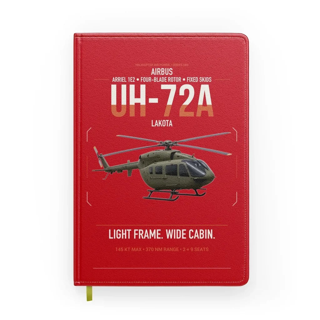 Airbus UH-72A Lakota design on red notebook