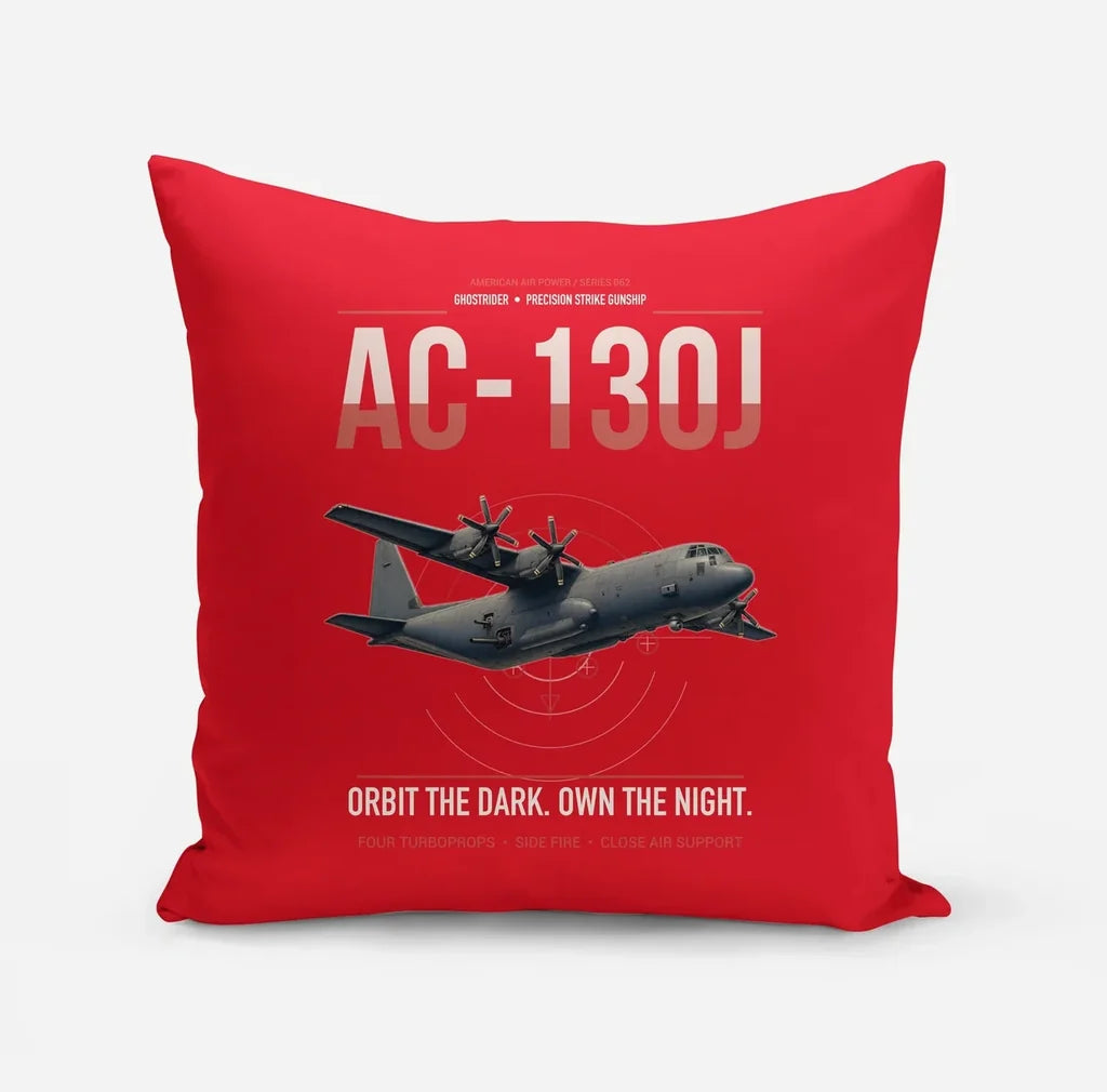 AC-130J Ghostrider design on red pillow