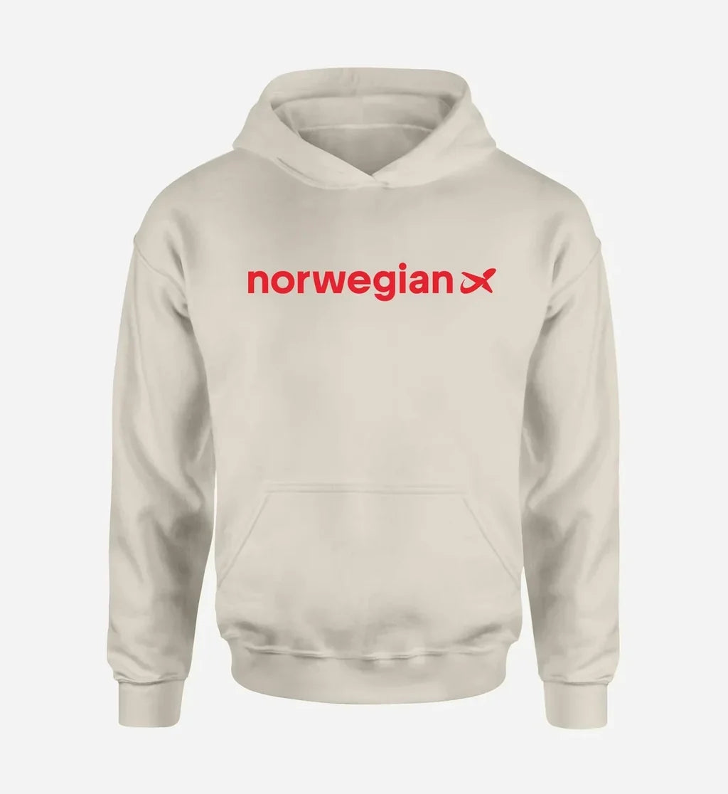 Norwegian Airlines logo printed on khaki hoodie