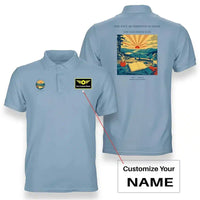 Thumbnail for VINTAGE G4500 - The Five Hundredth Sunrise - Double-Side Polo T-Shirt design on lightblue+name