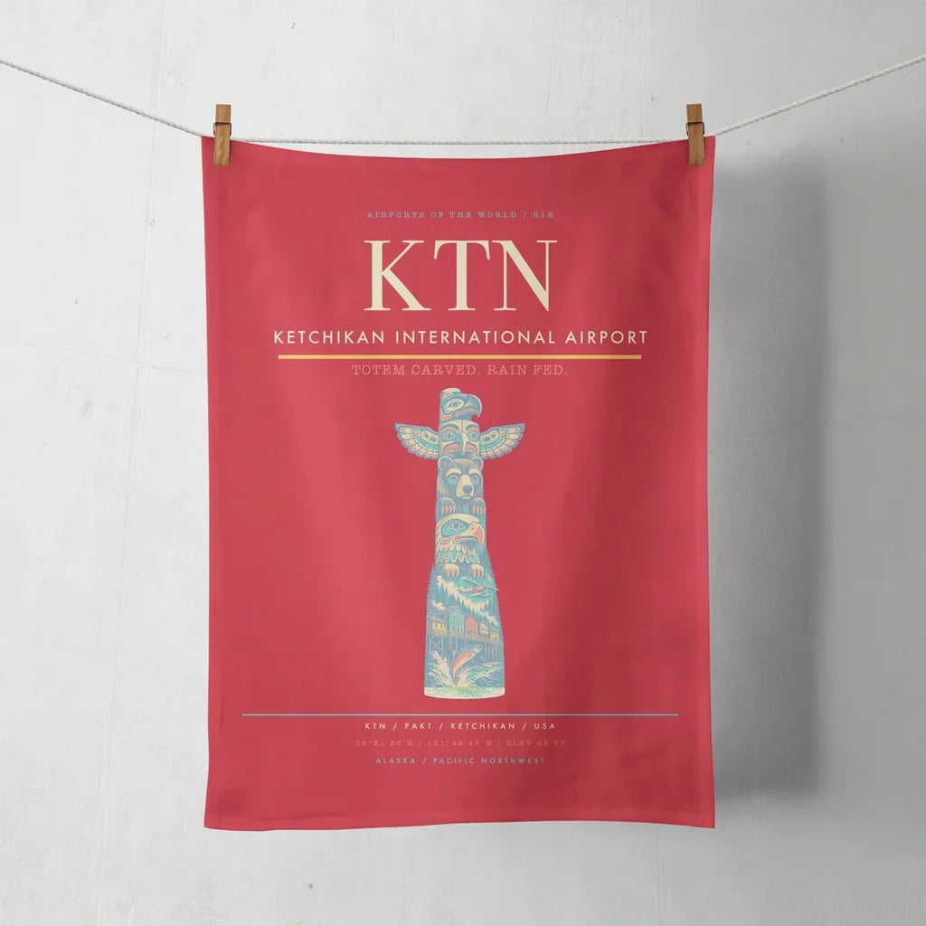 Ketchikan International Airport (KTN) design on red towel