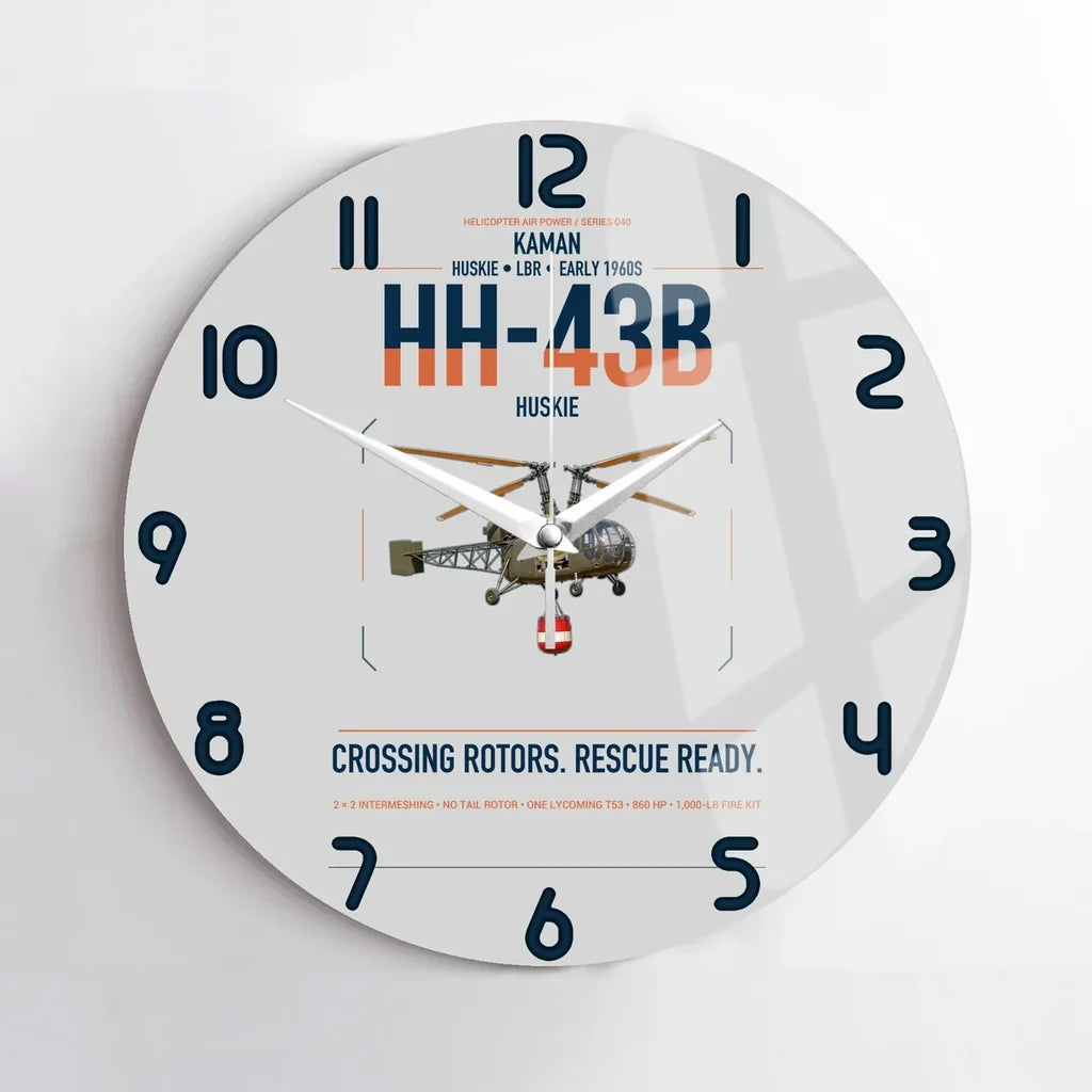 Kaman HH-43B Huskie design on light gray no frame wall clock