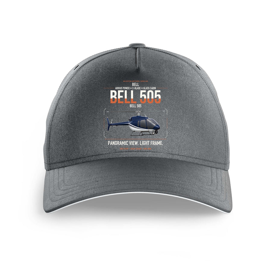 Bell 505 design on gray printed hat