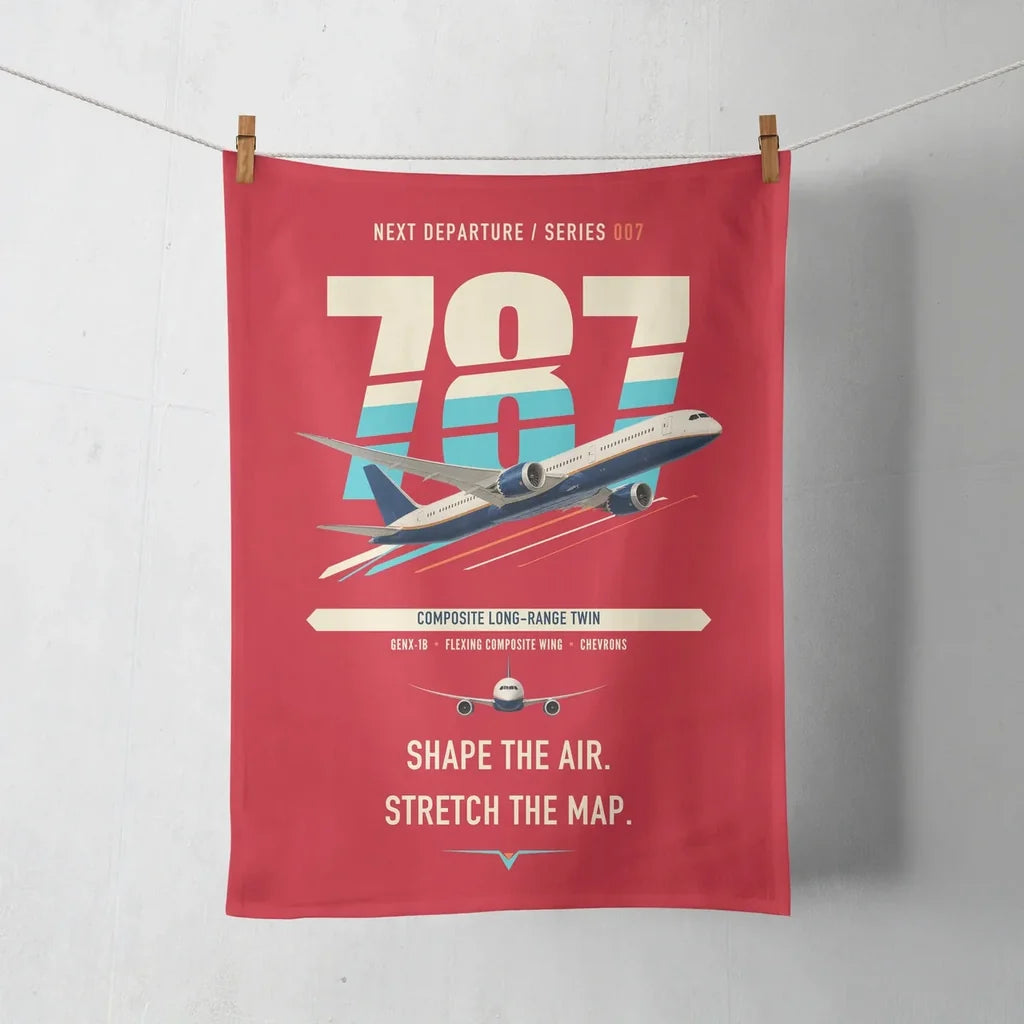 Boeing 787-9 Dreamliner design on red towel