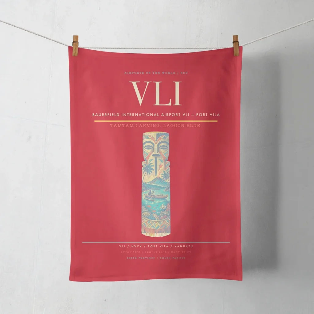 Bauerfield International Airport (VLI) design on red towel