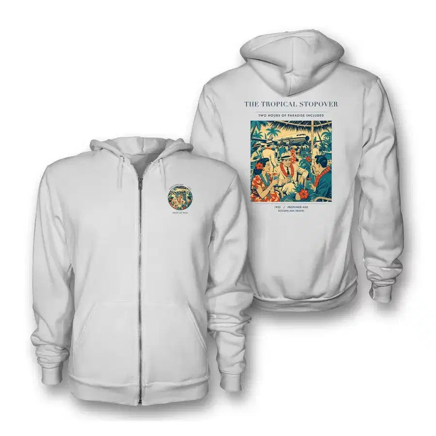 VINTAGE G4225 - The Tropical Stopover - Premium Zipped Hoodie design on white