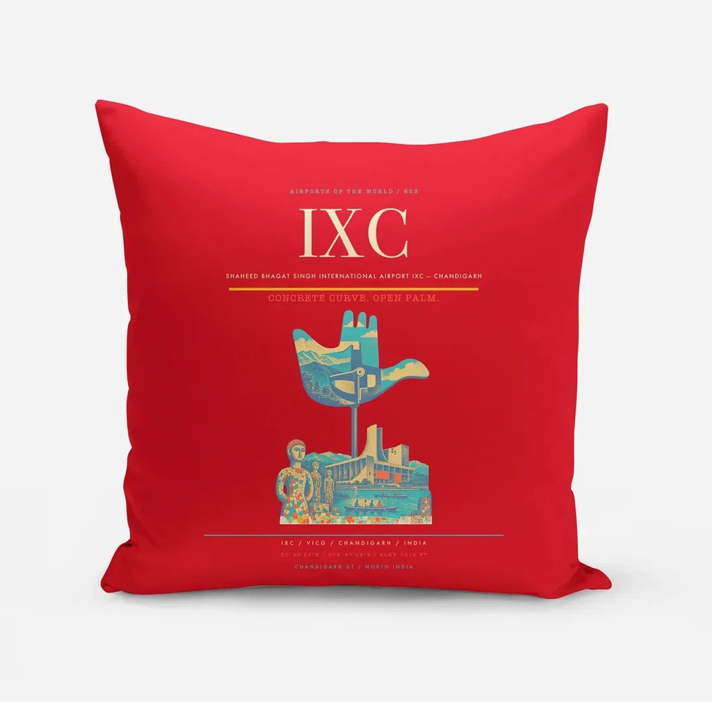 Shaheed Bhagat Singh International Airport (IXC) design on red pillow