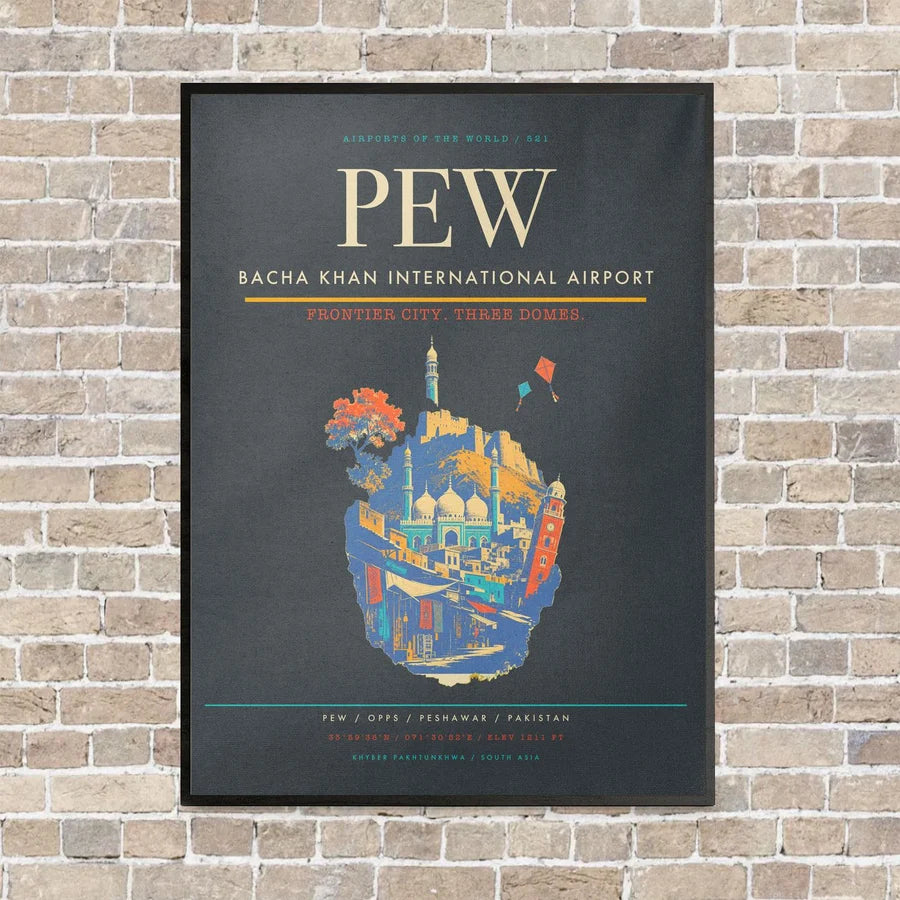 Bacha Khan International Airport PEW - Canvas Framed - Gray