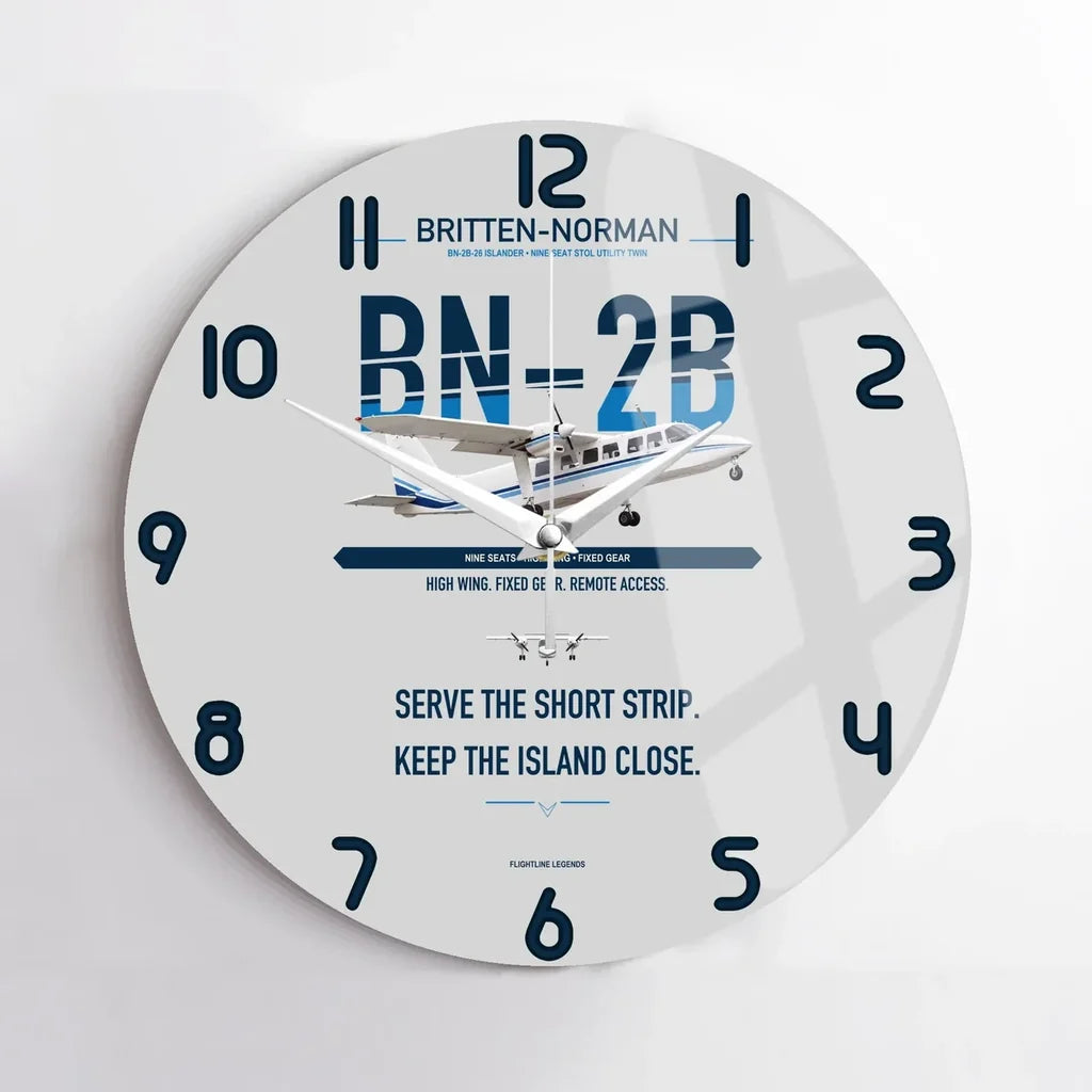 Britten-Norman BN-2B-26 Islander design on light gray no frame wall clock