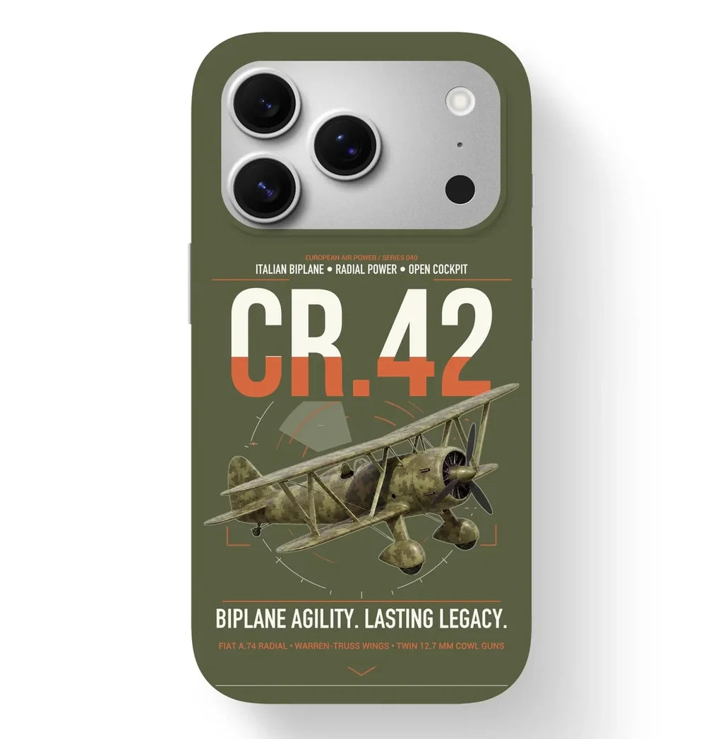 Fiat CR.42 Falco design on green army magsafe iphone case, for iPhone 17 Pro