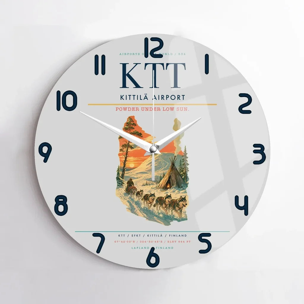 Kittilä Airport (KTT) design on light gray no frame wall clock