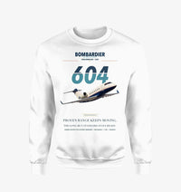 Thumbnail for Bombardier Challenger 604 design on white sweatshirt