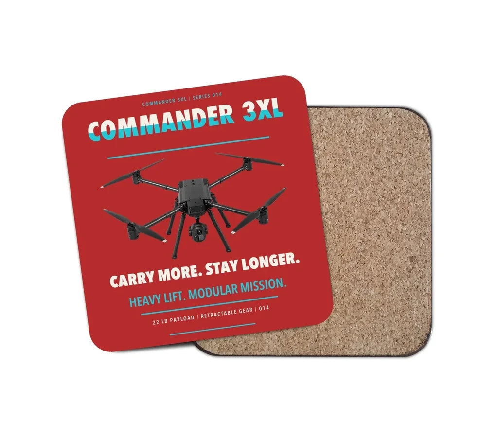 Draganfly Commander 3XL design on red 1 piece coaster
