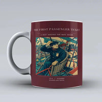 Thumbnail for VINTAGE G4321 - The First Passenger Ticket - Ceramic Mug design on darkred
