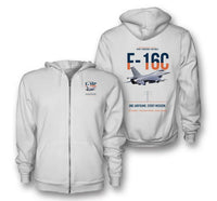 Thumbnail for F-16C FIGHTING FALCON design on white zipped hoodie