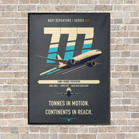 Thumbnail for Boeing 777F vertical canvas print - framed - gray background