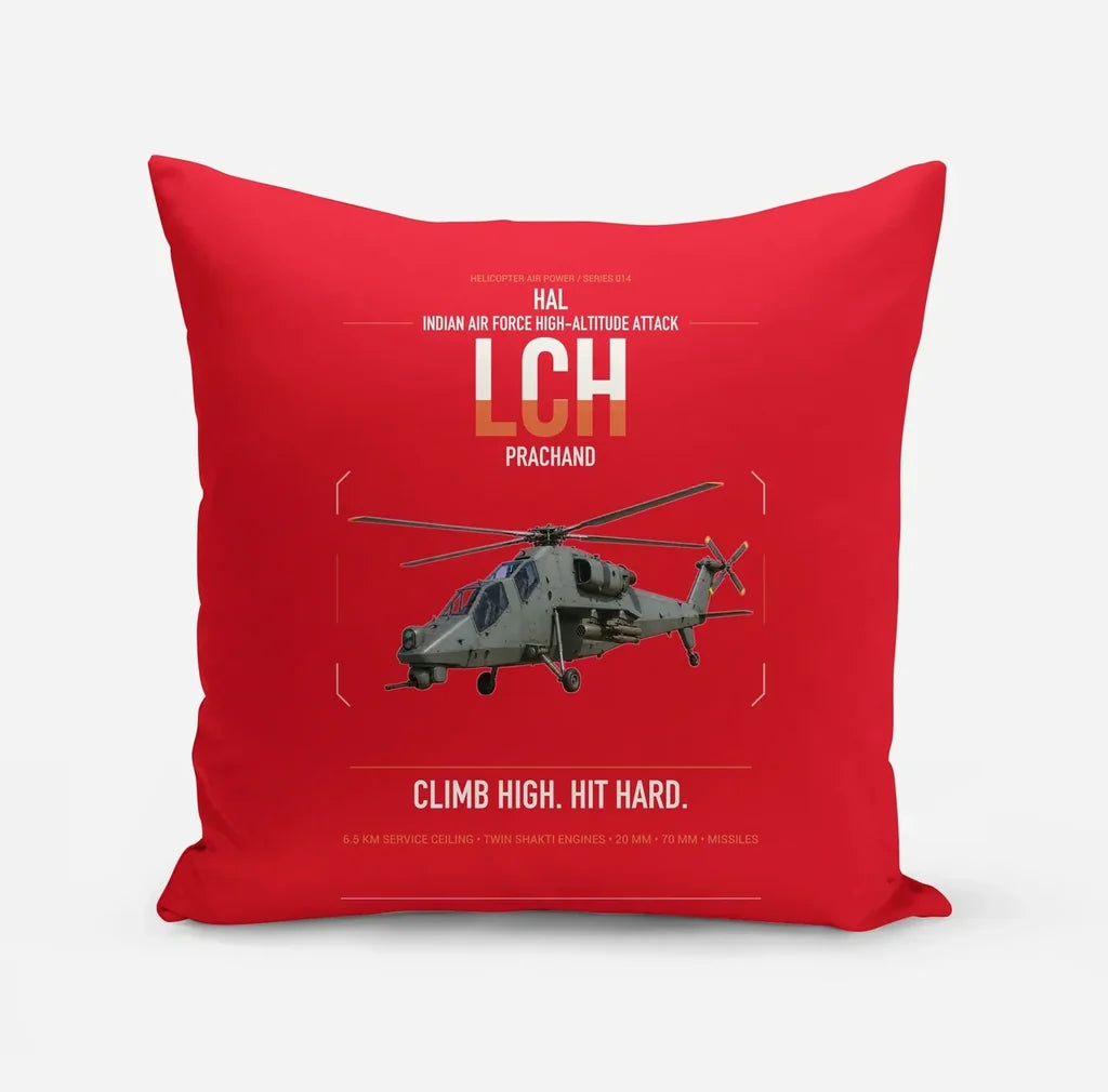HAL LCH Prachand design on red pillow
