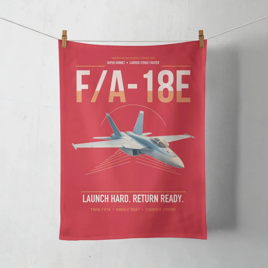 F-A-18E Super Hornet design on red towel