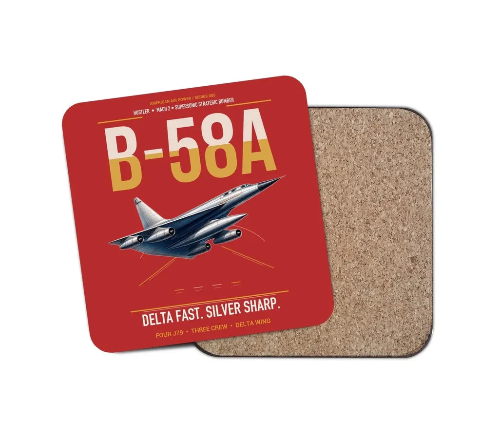B-58A Hustler design on red 1 piece coaster