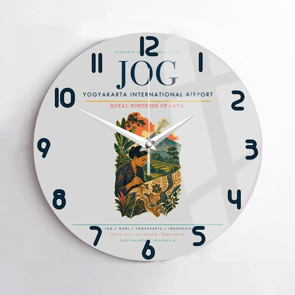 Yogyakarta International Airport (JOG) design on light gray no frame wall clock