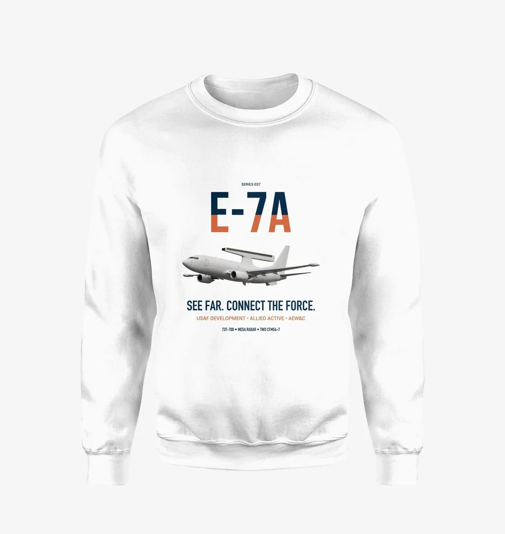 E-7A Wedgetail design on white sweatshirt