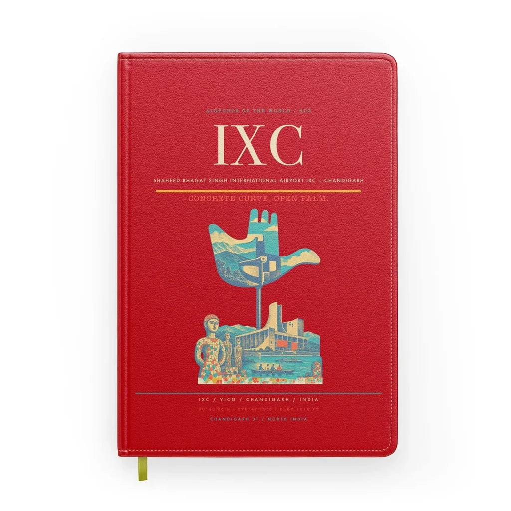 Shaheed Bhagat Singh International Airport (IXC) design on red notebook