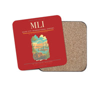 Thumbnail for Quad City International Airport (MLI) design on red 1 piece coaster