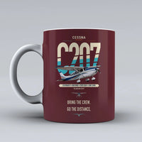 Thumbnail for Cessna T207A Stationair 8 design on dark red ceramic mug, double-side print