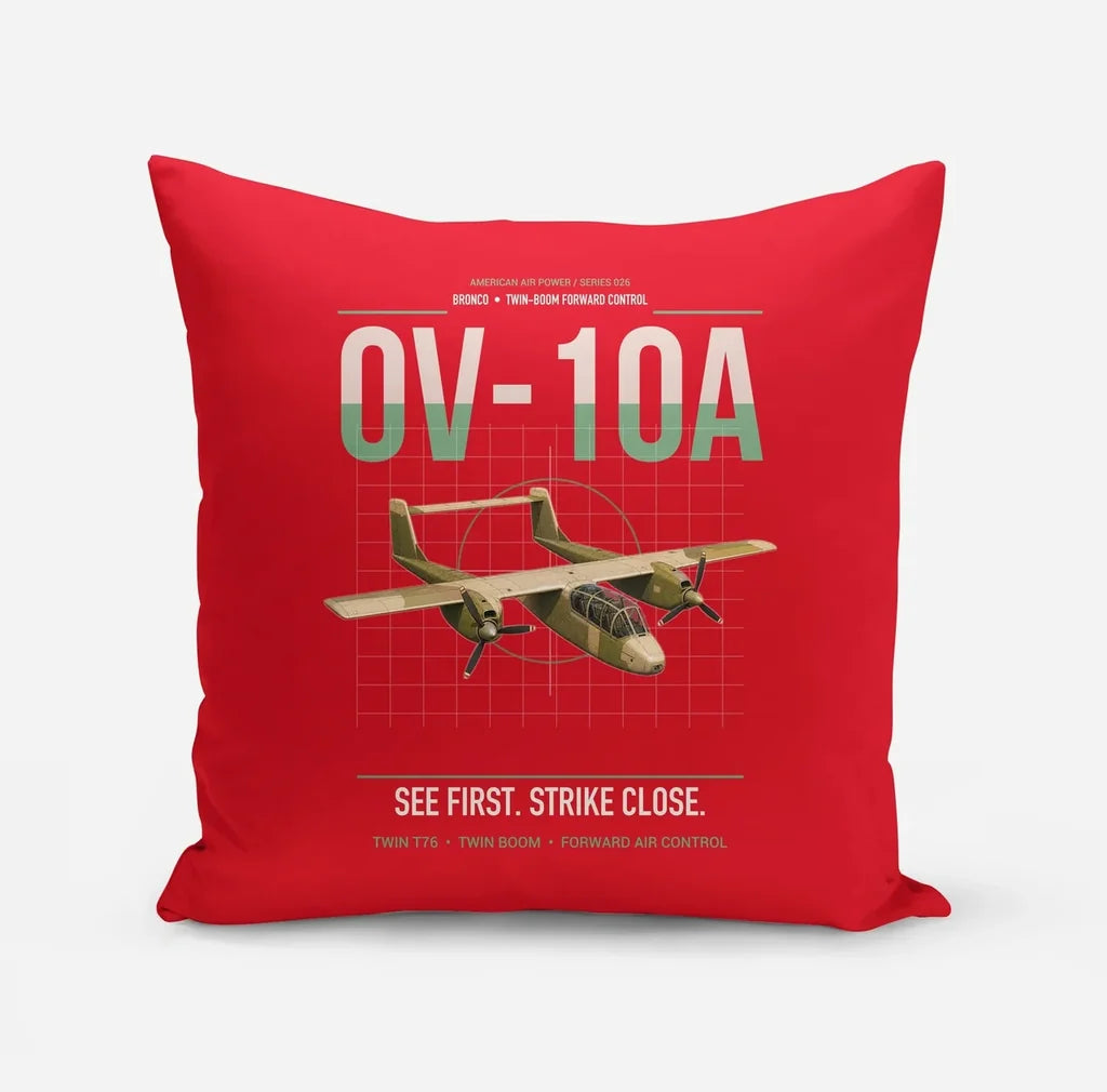 OV-10A Bronco design on red pillow