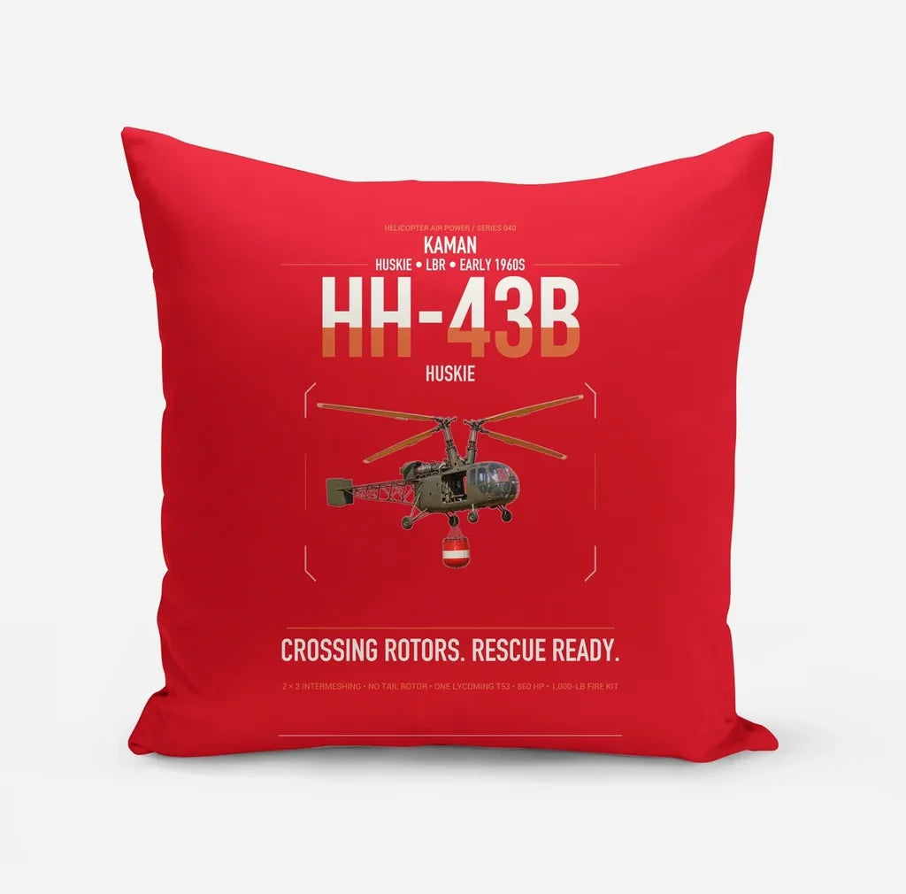 Kaman HH-43B Huskie design on red pillow