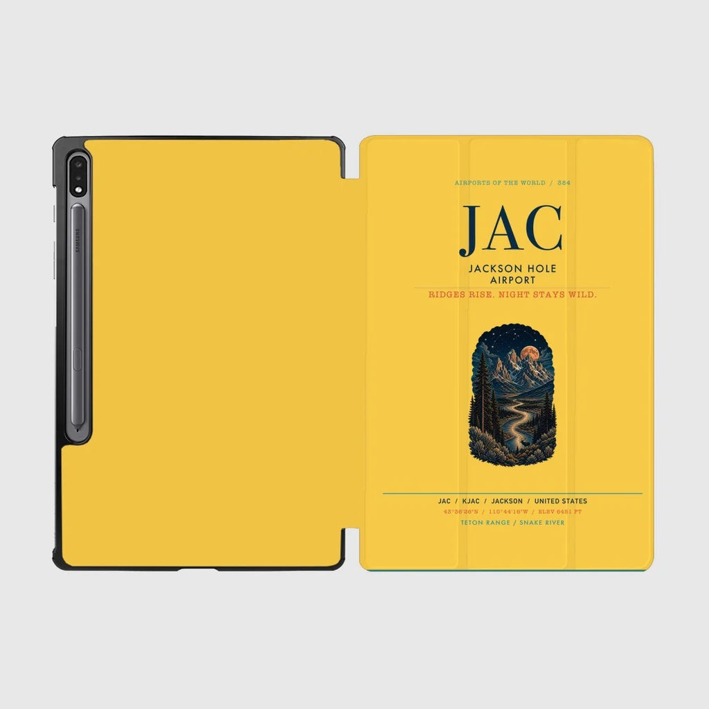 Jackson Hole Airport (JAC) design on yellow samsung tablet tablet case