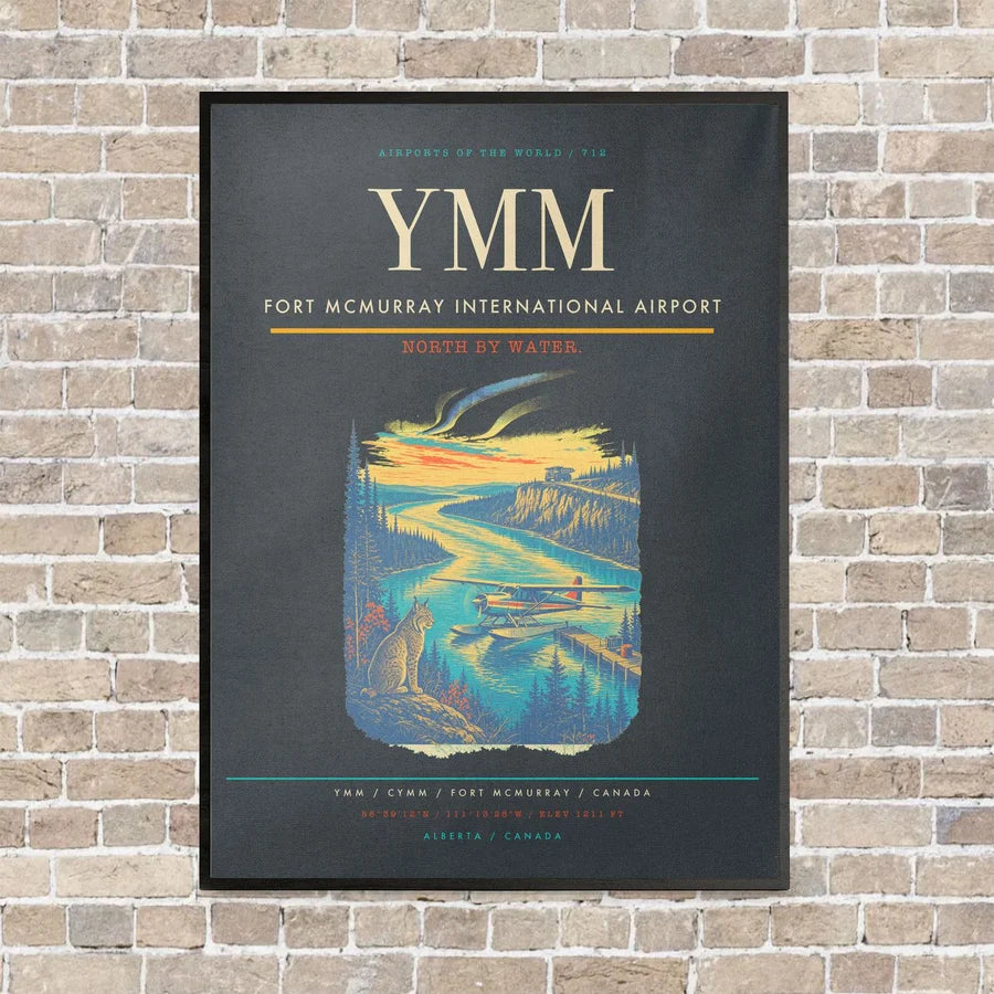 Fort McMurray International Airport YMM vertical canvas print - framed - gray background