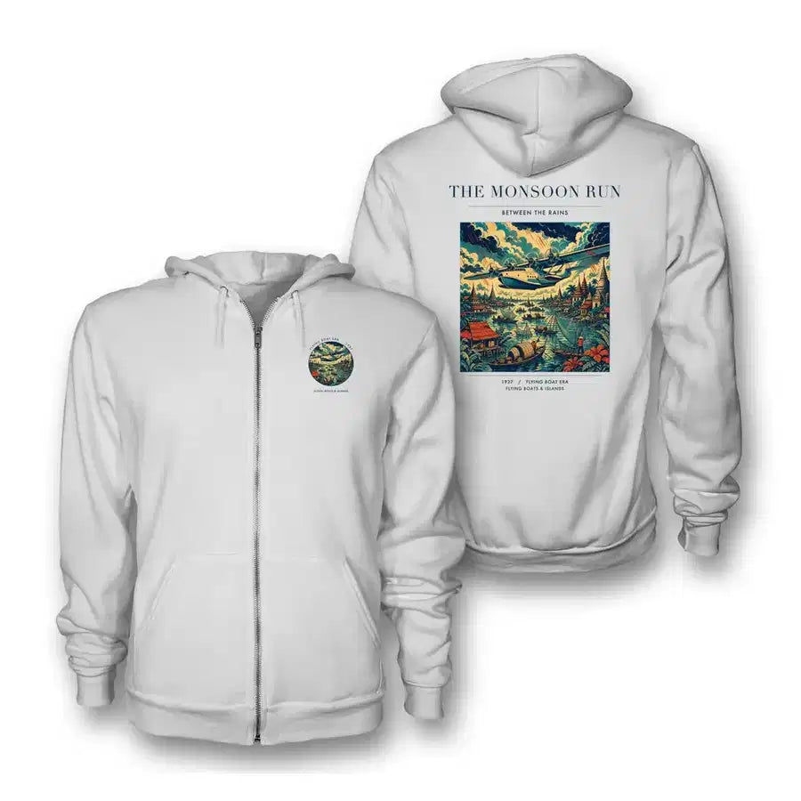 VINTAGE G4061 - The Monsoon Run - Premium Zipped Hoodie design on white