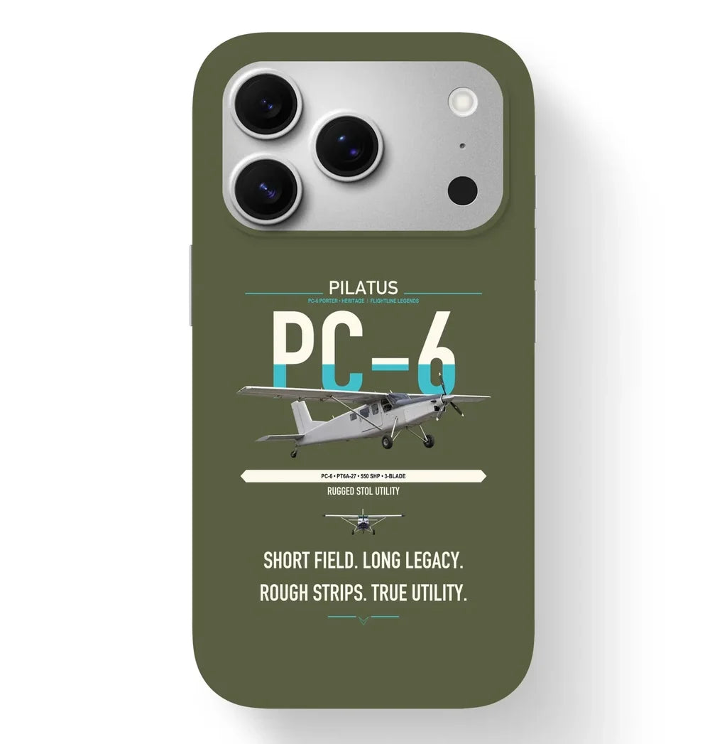 Pilatus PC-6 Porter design on green army magsafe iphone case, for iPhone 17 Pro