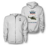 Thumbnail for NHIndustries NH90 TTH design on white premium zipped hoodie, double-side print