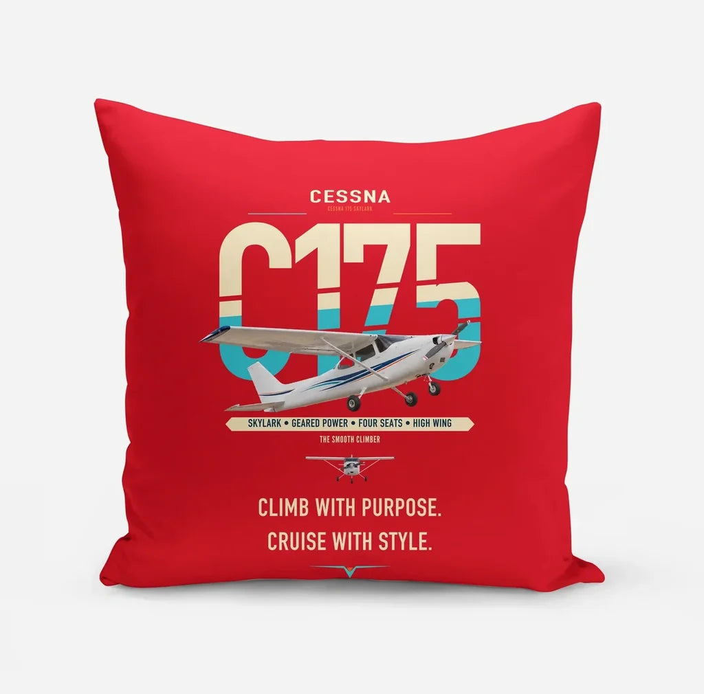 Cessna 175 Skylark design on red pillow