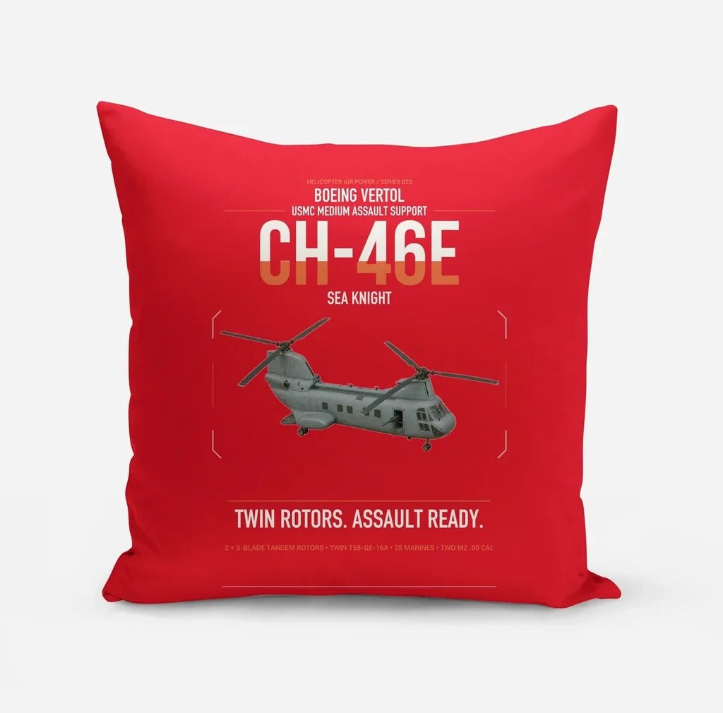 Boeing Vertol CH-46E Sea Knight design on red pillow