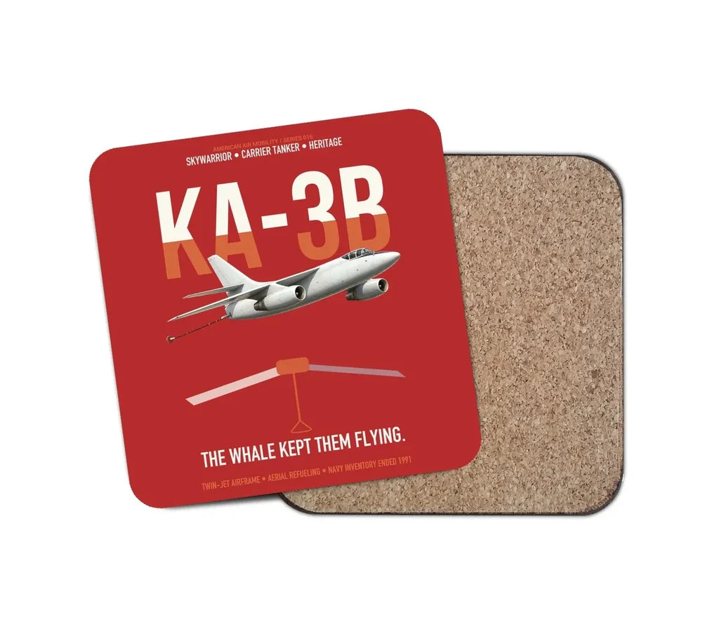 KA-3B Skywarrior design on red 1 piece coaster