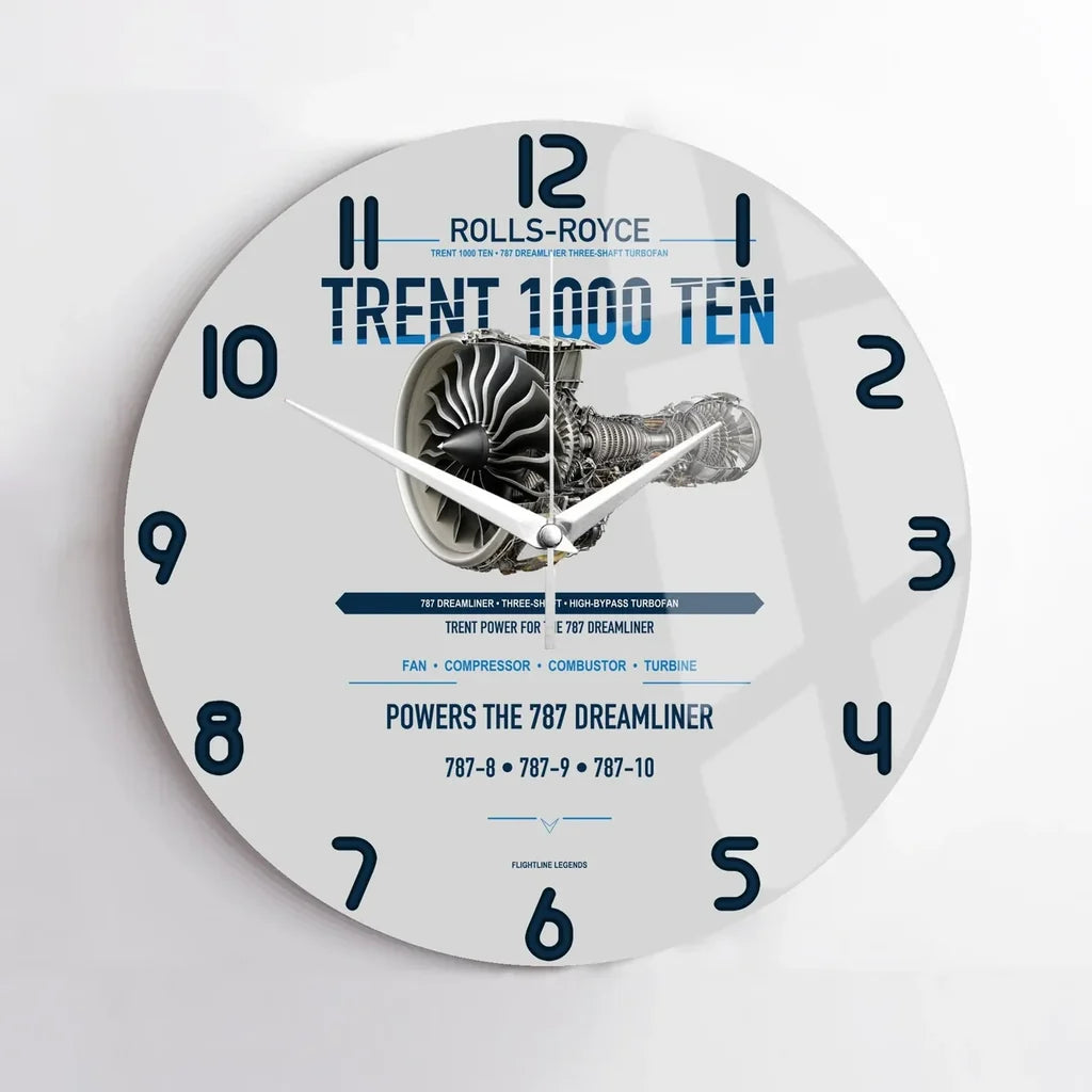 TRENT 1000 TEN design on light gray no frame wall clock