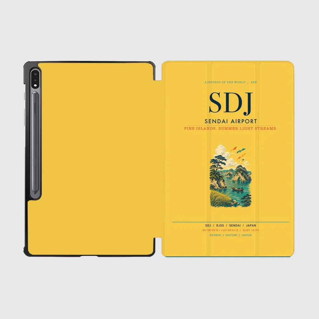 Sendai Airport (SDJ) design on yellow samsung tablet tablet case