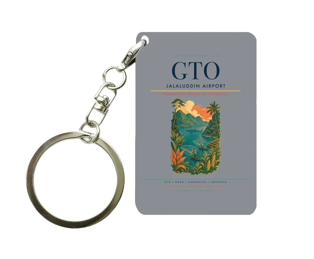 Jalaluddin Airport (GTO) design on gray key chain