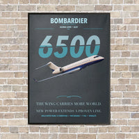 Thumbnail for Bombardier Global 6500 vertical canvas print - framed - gray background