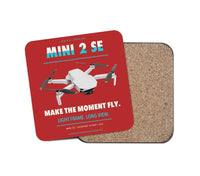 Thumbnail for DJI Mini 2 SE design on red 1 piece coaster