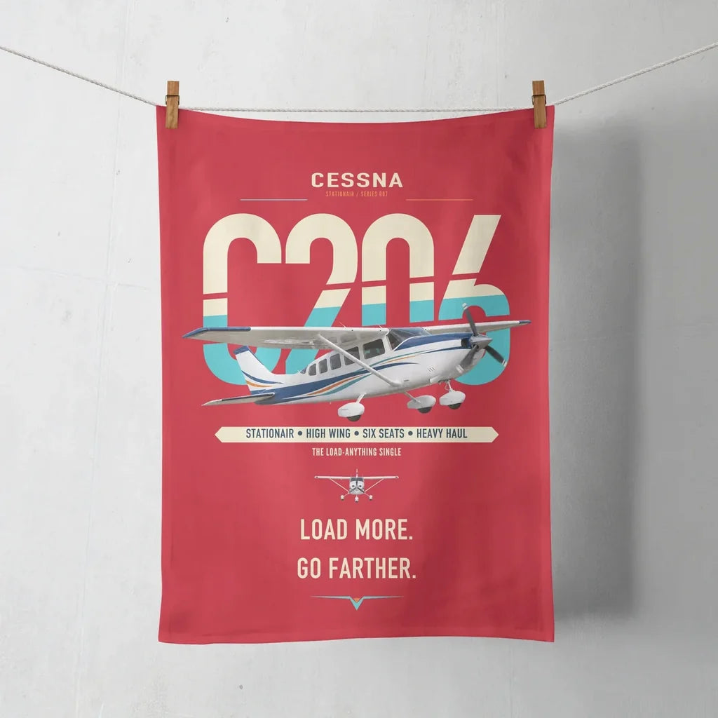 Cessna 206 Stationair design on red towel