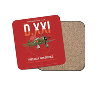Thumbnail for Fokker D.XXI — Dutch LVA aircraft 221 design on red 1 piece coaster